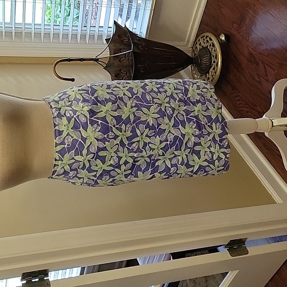 Lilly Pulitzer lilac mint green white floral ladybug print A line skirt Lined 14 - Picture 1 of 6